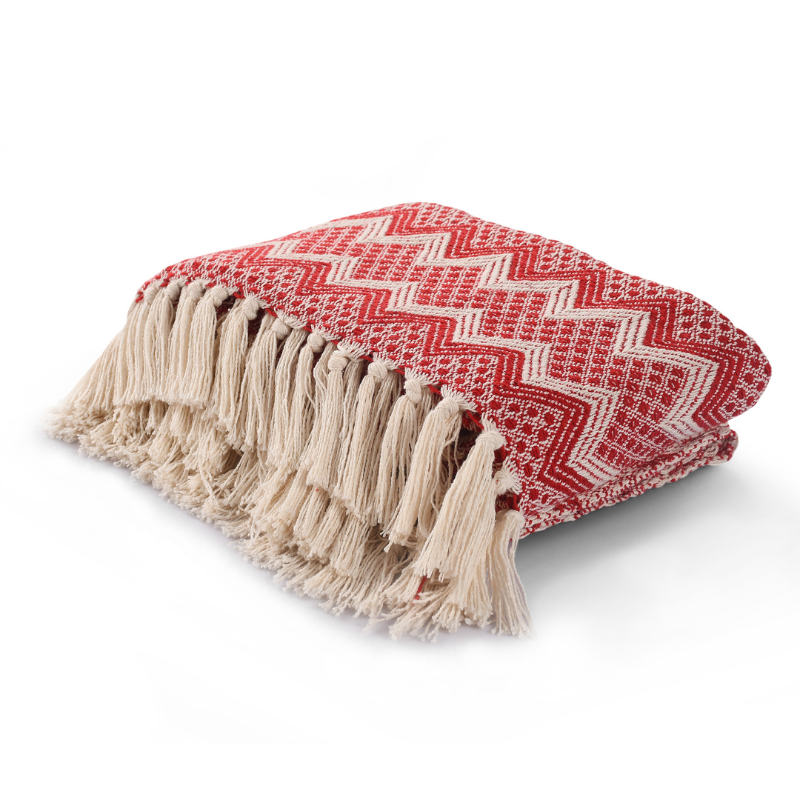 Red & White Chevron Throw