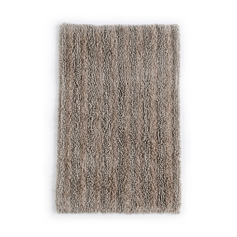 Brown Tufted Striped Bathroom Rug