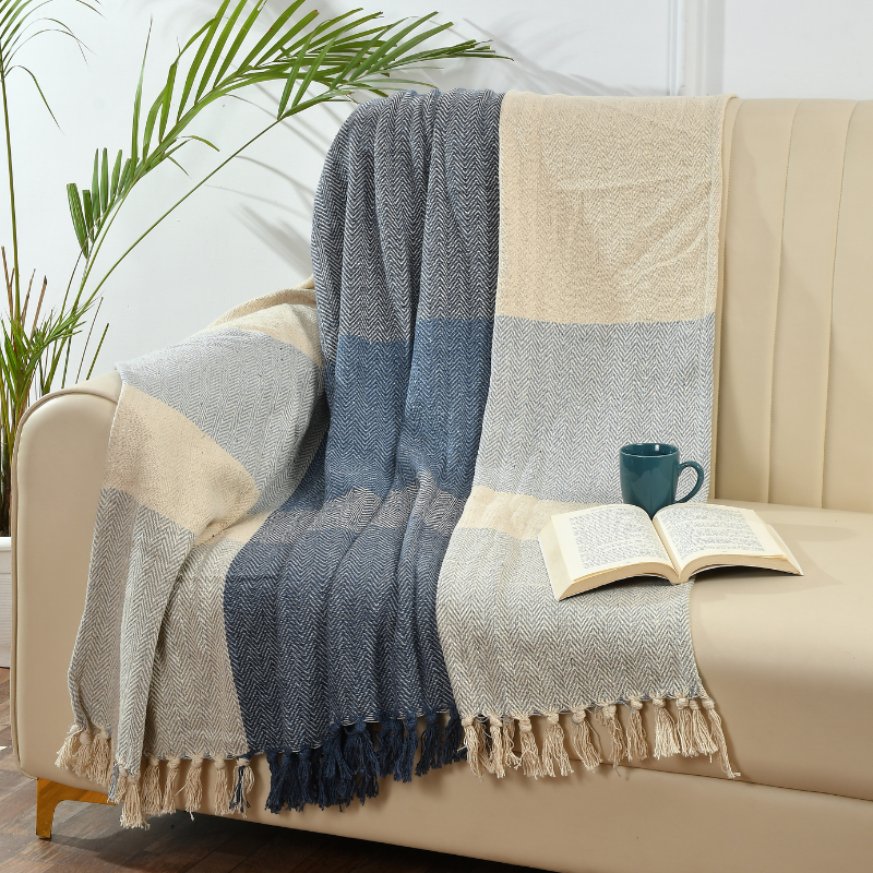 Blue And White Cotton Throw
