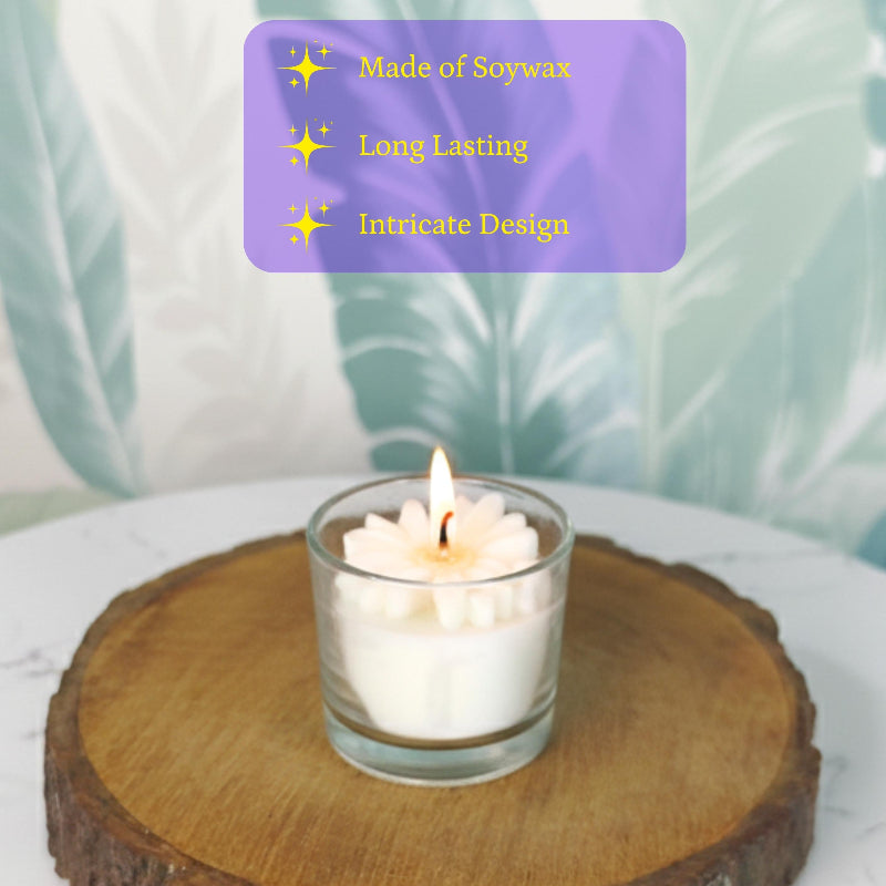 Set Of 2 Soywax Flower Candle In Glass