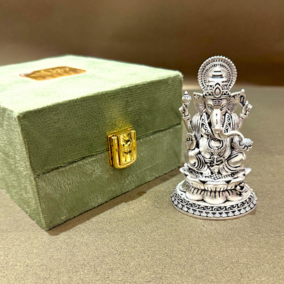 Exquisite Handcrafted Silver-Plated Ganesha Idol