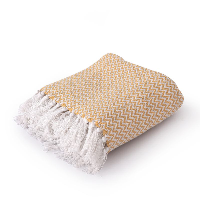 Chevron Delight Yellow Ivory Versatile Cotton Throw