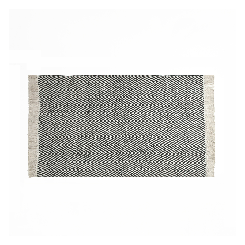 Reversible Rug With Tassels Black Color