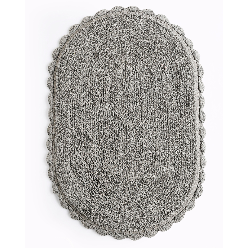 Reversible Oval Shaped Bathroom Rug (Grey)