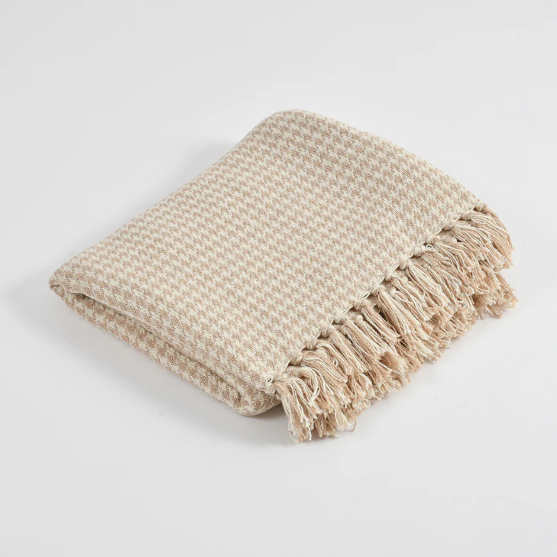 Beige Plaid Throw