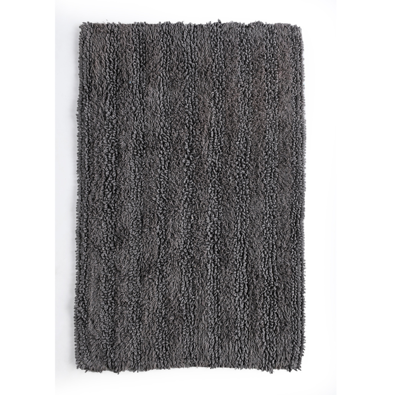 Charcoal Tufted Striped Bathroom Rug