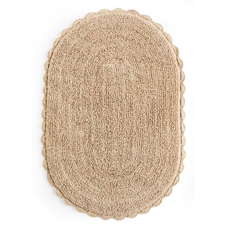 Reversible Oval Shaped Bathroom Rug (Beige)