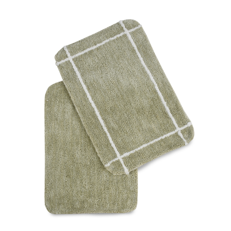 Anti-Slip Microfiber Bathmat Pack of 2  Mint Green Color