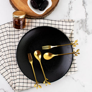 Leafy Dessert Spoon & Fork Set of 4 Cutlery June Trading   