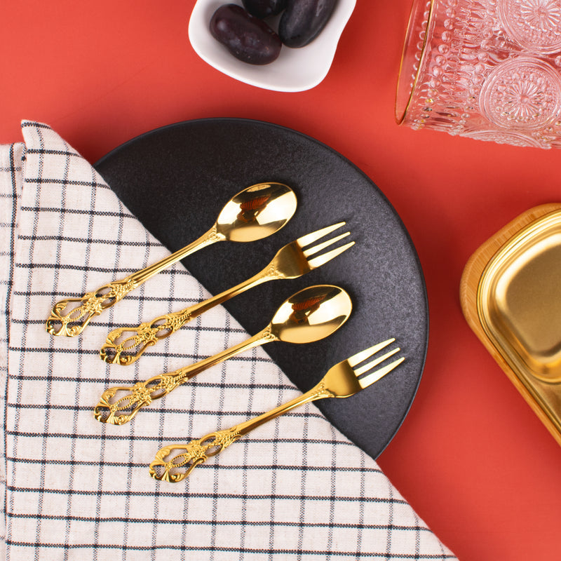 Royal Dessert Spoon & Fork Set of 4 Cutlery June Trading   