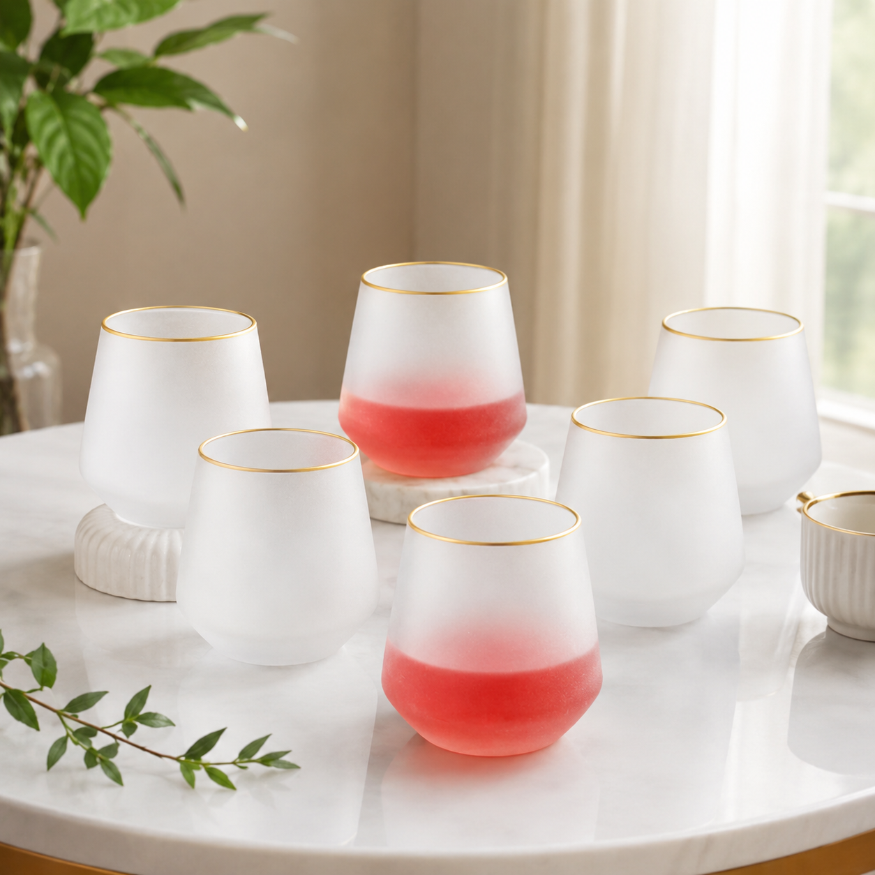 Corks & Cocktails Frosted Glass (Set of 6)