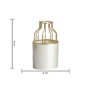 Cylindrical Vase With Gold Metal Cage Vases June Trading   