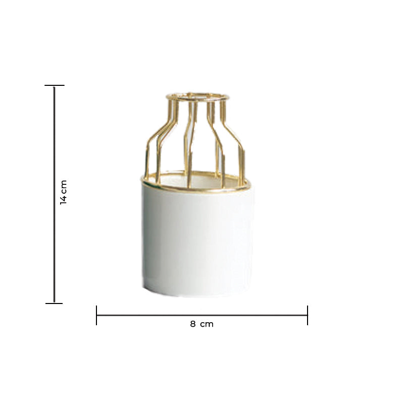 Cylindrical Vase With Gold Metal Cage Vases June Trading   