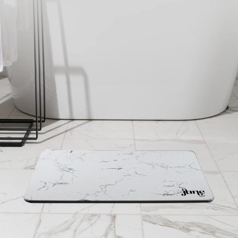 ZenStone Ultra-Absorbent Bath Mat - Marble Grey | Secure Grip | Eco-Friendly