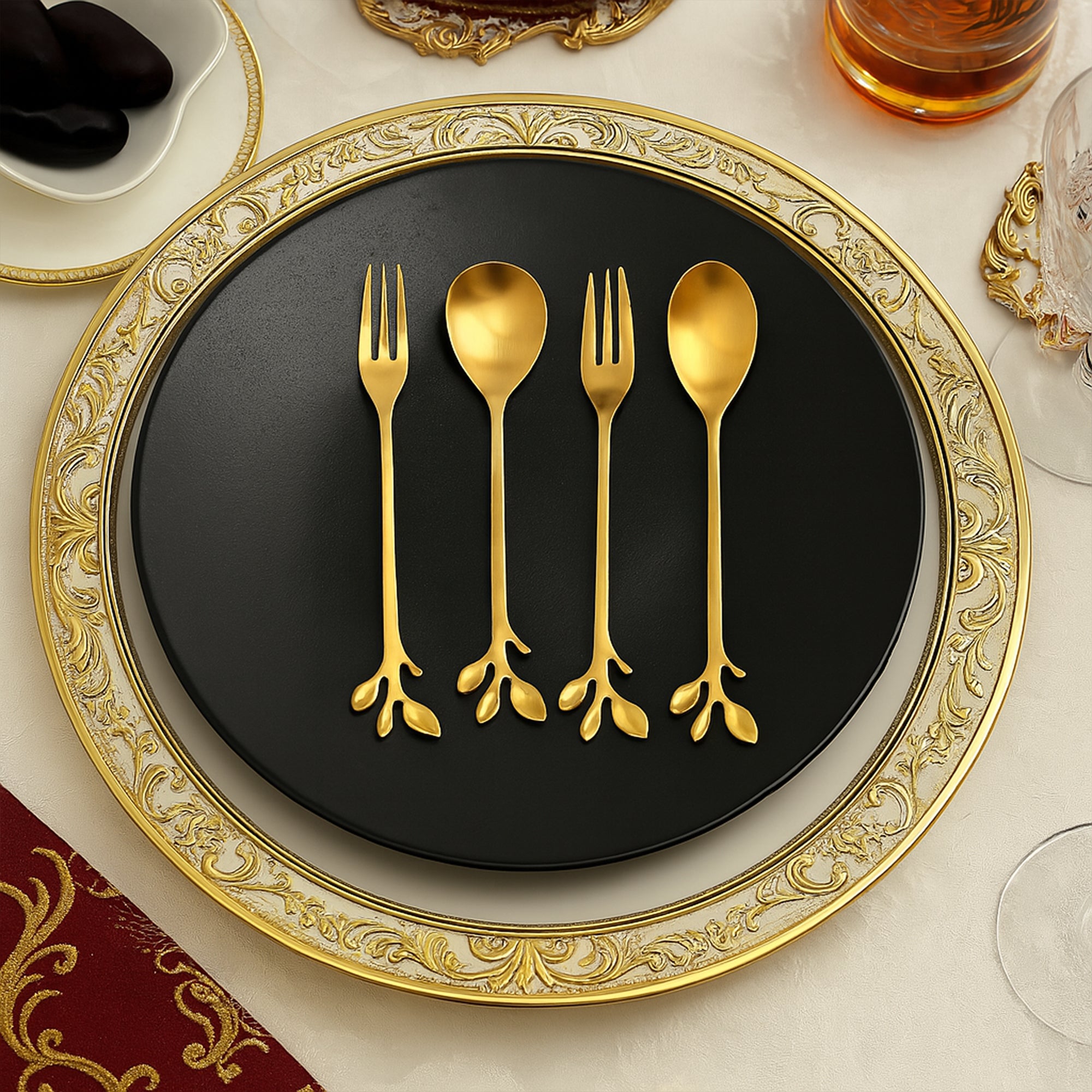 Leafy Dessert Spoon & Fork Set of 4