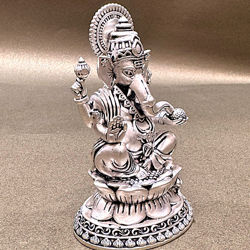 Exquisite Handcrafted Silver-Plated Ganesha Idol