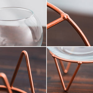 Dainty Glass Rose Gold Stand Planters The June Shop   