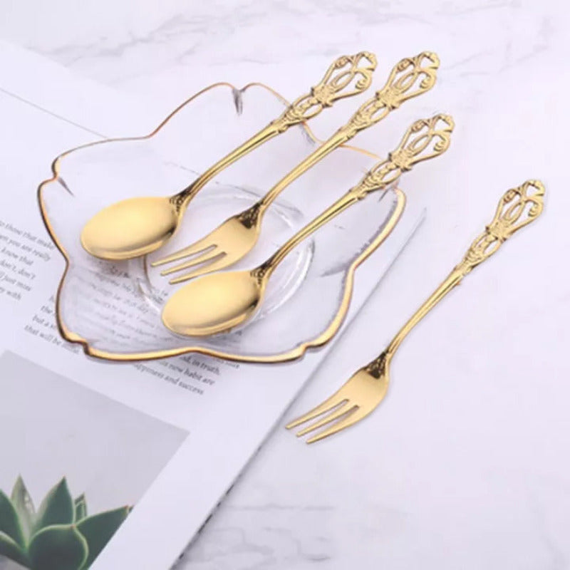 Royal Dessert Spoon & Fork Set of 4 Cutlery June Trading   