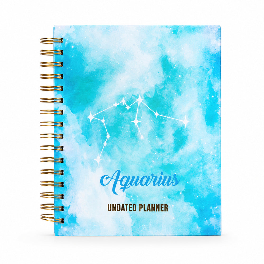 Aquarius Watercolour Constellation — Undated Planner + Sticker Book