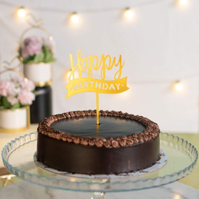 Gold Cake Topper - Happy Birthday Cake Toppers June Trading   