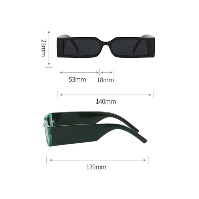 Rectangle Sleek Spy Pine Green Sunglass Eyewear June Trading   