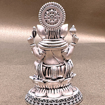 Exquisite Handcrafted Silver-Plated Ganesha Idol