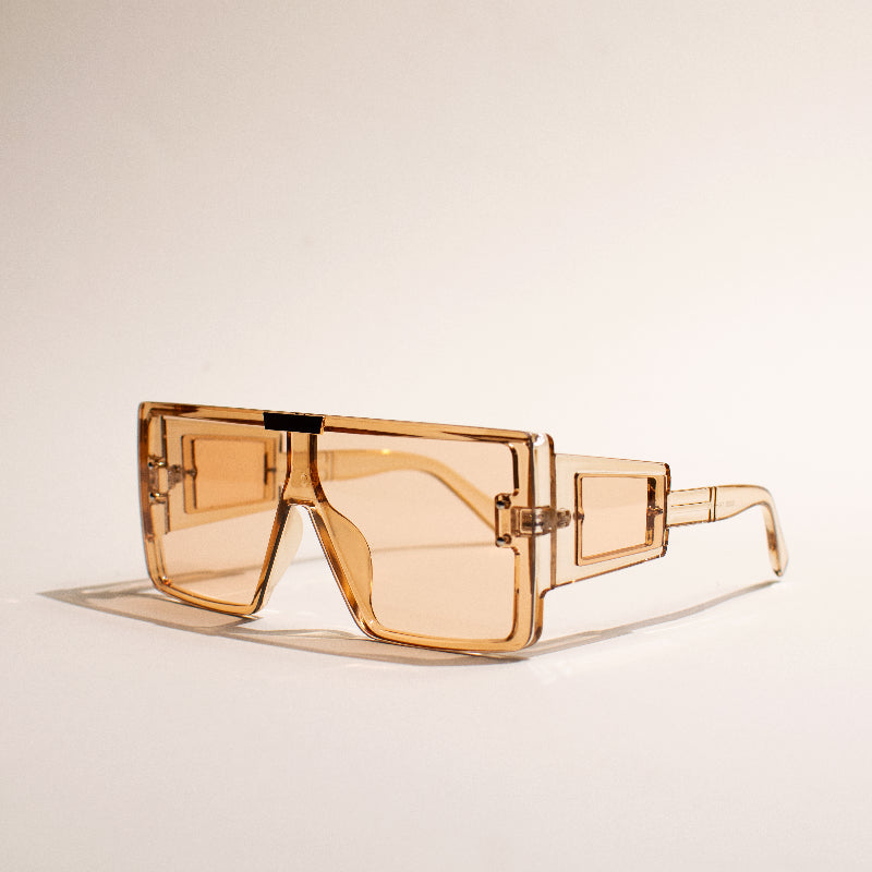Vintage Oversized Orange Tint Clear Sunglass Eyewear June Trading   