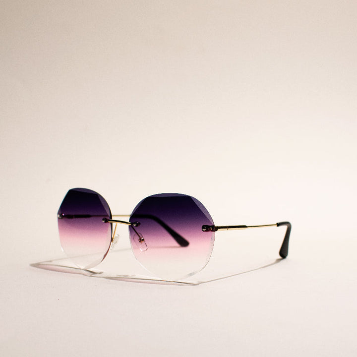 Geometric Midnight Ombre Rimless Sunglass Eyewear June Trading   