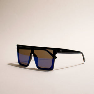 Oversized Flat & Square Ice Blue Sunglass Eyewear June Trading   