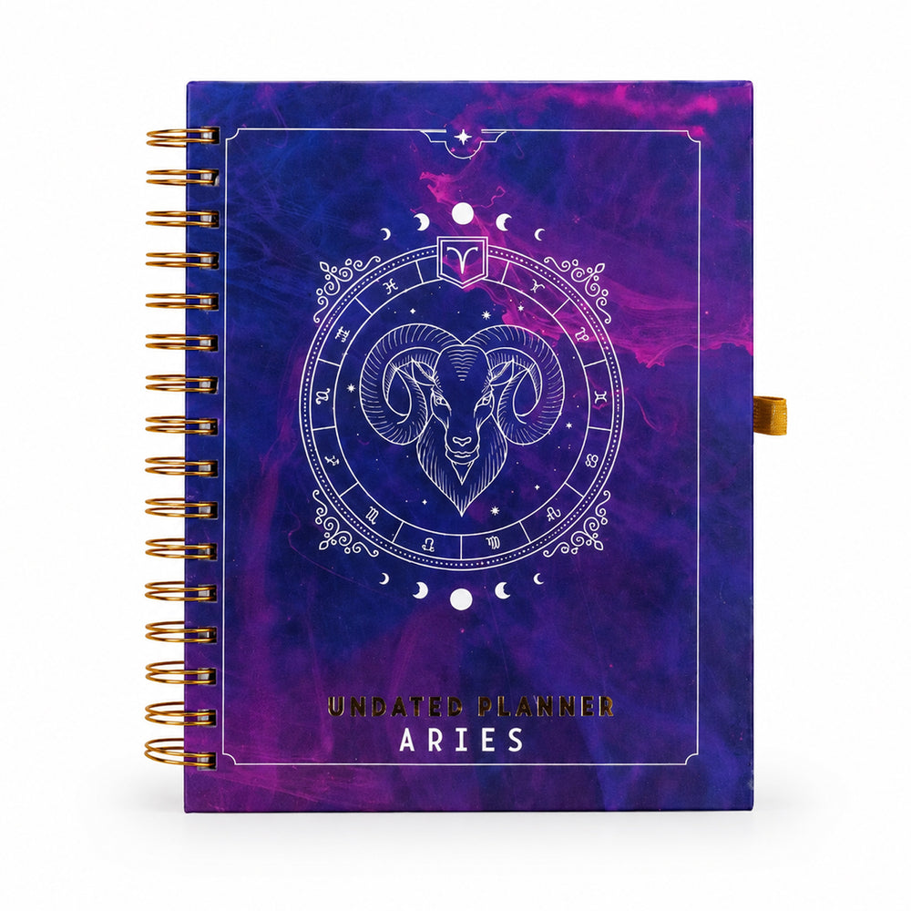 Aries Celestial Emblem — Undated Planner + Sticker Book