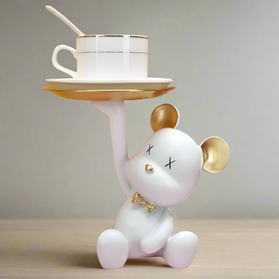 Mr. Bear Figurine With Gold Organizer Tray