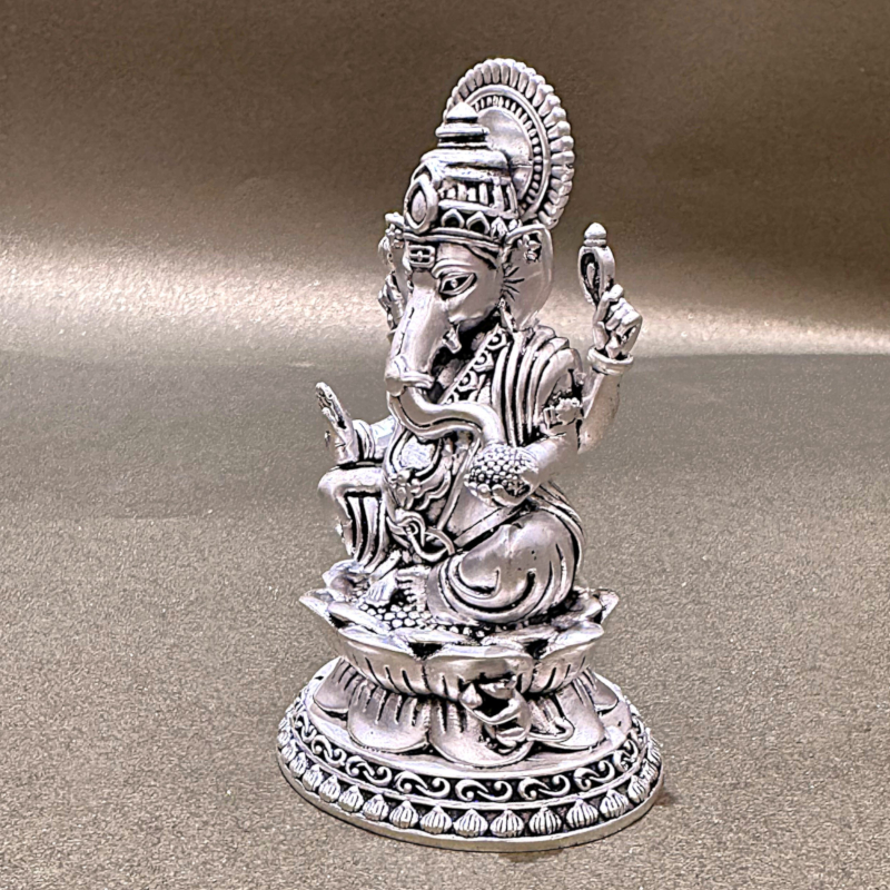 Exquisite Handcrafted Silver-Plated Ganesha Idol