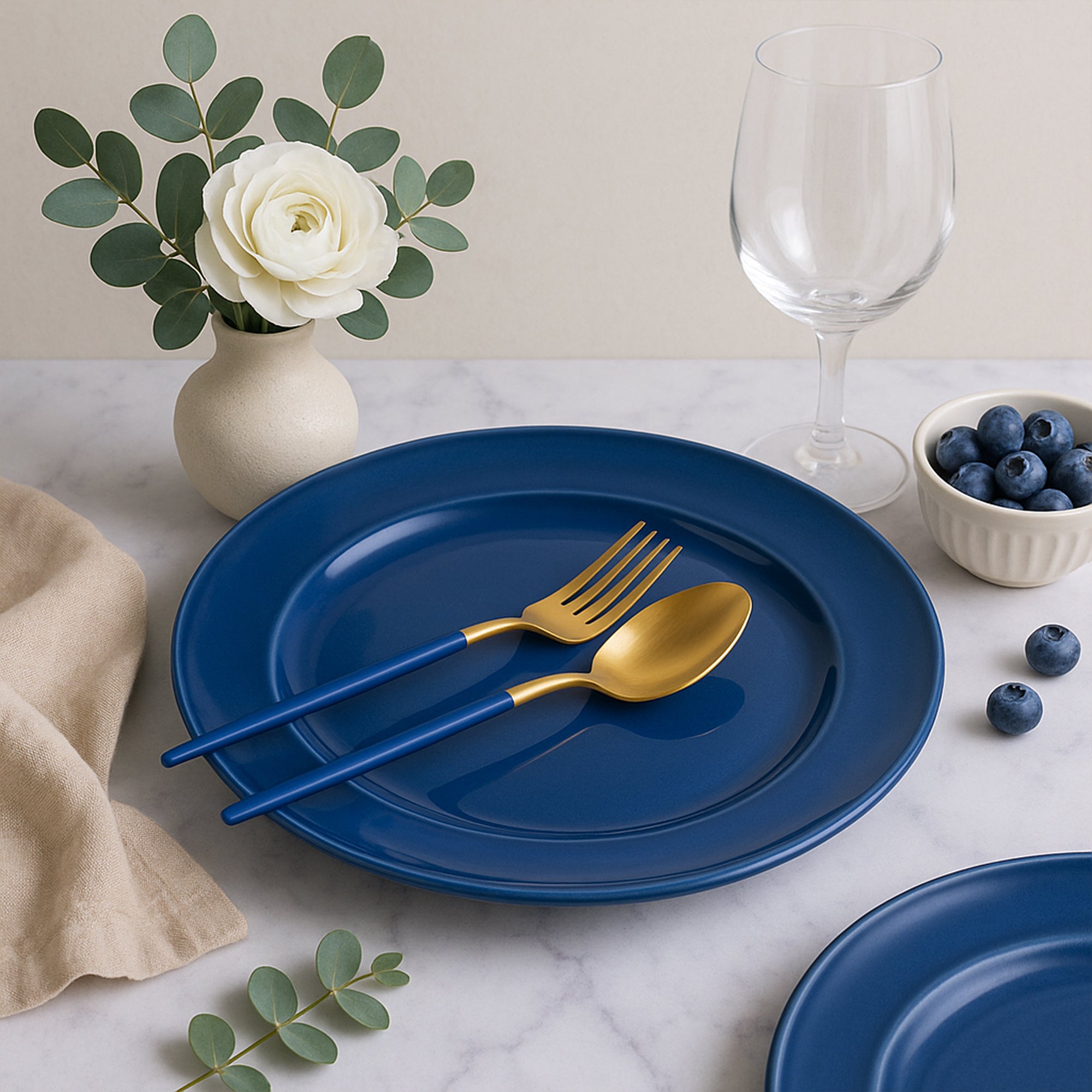 Azure Blue Hammered Dinner Plate (10 Inches)