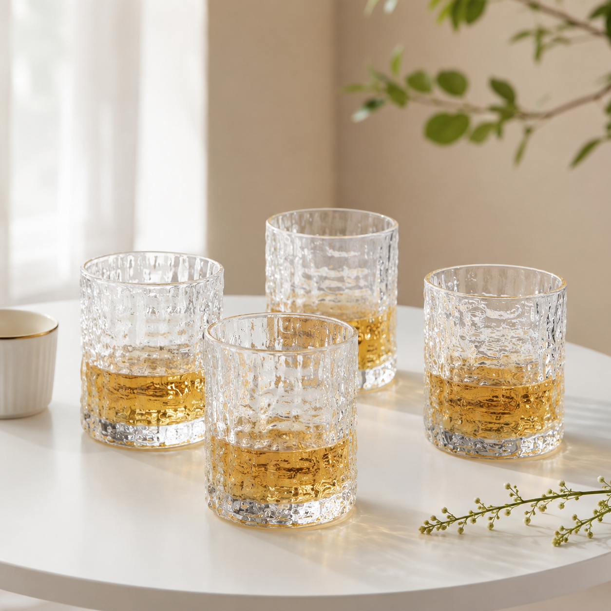 Frosted Crinkled Glass Set Of 4 (Small)