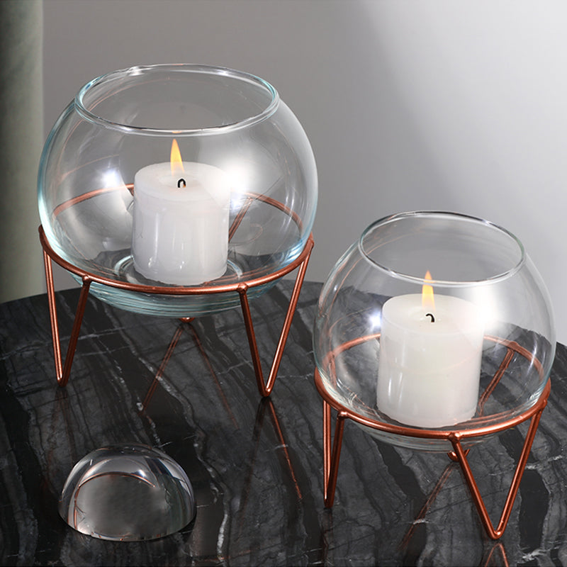 Dainty Glass Rose Gold Stand Planters The June Shop   