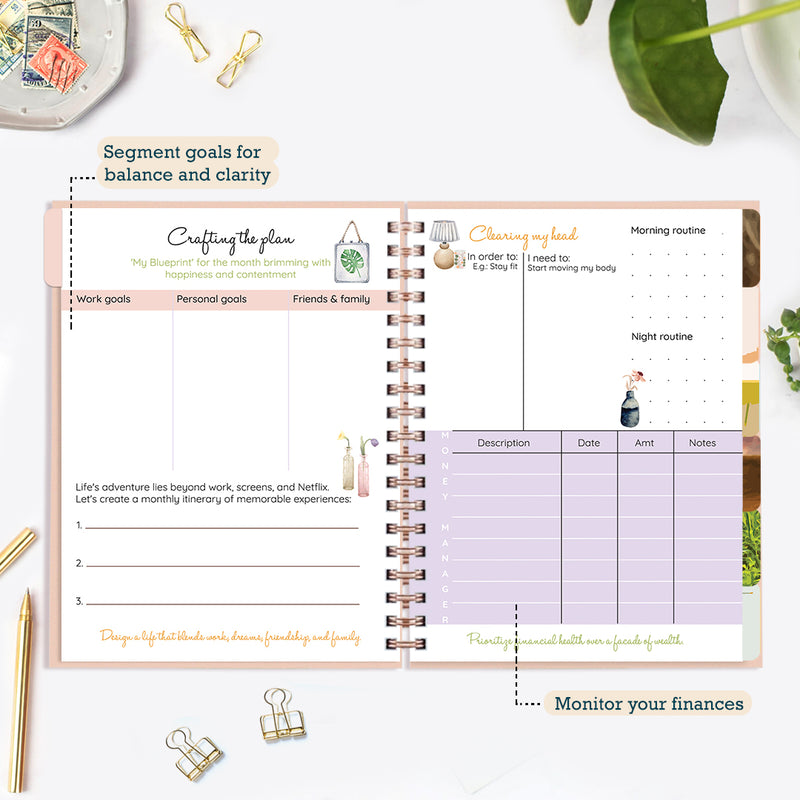 Undated Yearly Planner (2025 Collection) Slay In Your Lane + Ultimate Sticker Book