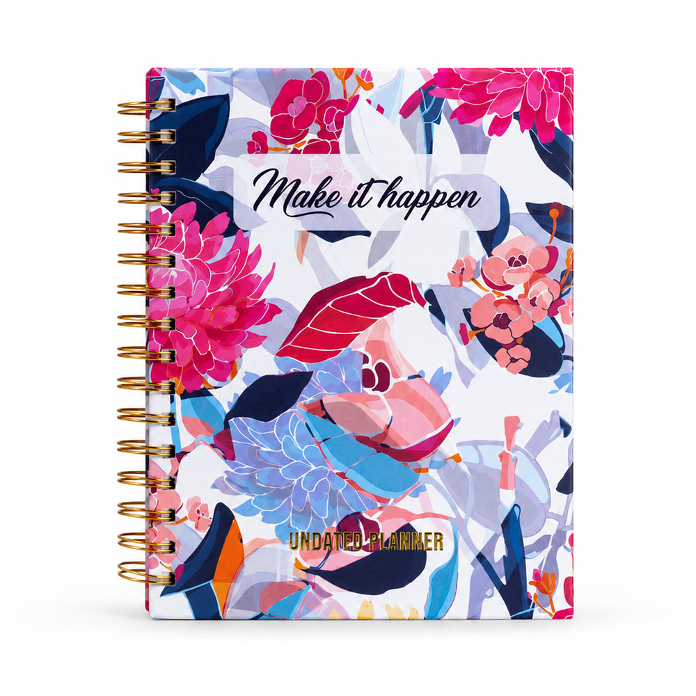 Make It Happen Floral Cover — Undated Planner + Sticker Book