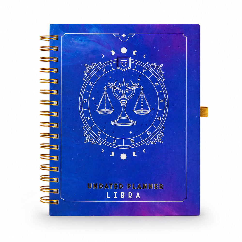 Libra Celestial Emblem — Undated Planner + Sticker Book