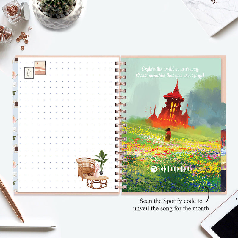 Undated Yearly Planner (2025 Collection) Growth Over Comfort + Ultimate Sticker Book