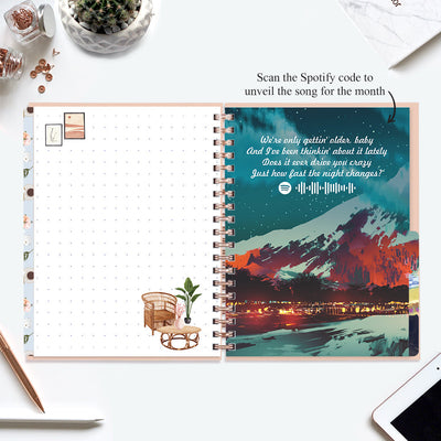 Undated Yearly Planner (2025 Collection) Growth Over Comfort + Ultimate Sticker Book