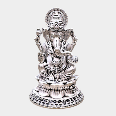 Exquisite Handcrafted Silver-Plated Ganesha Idol