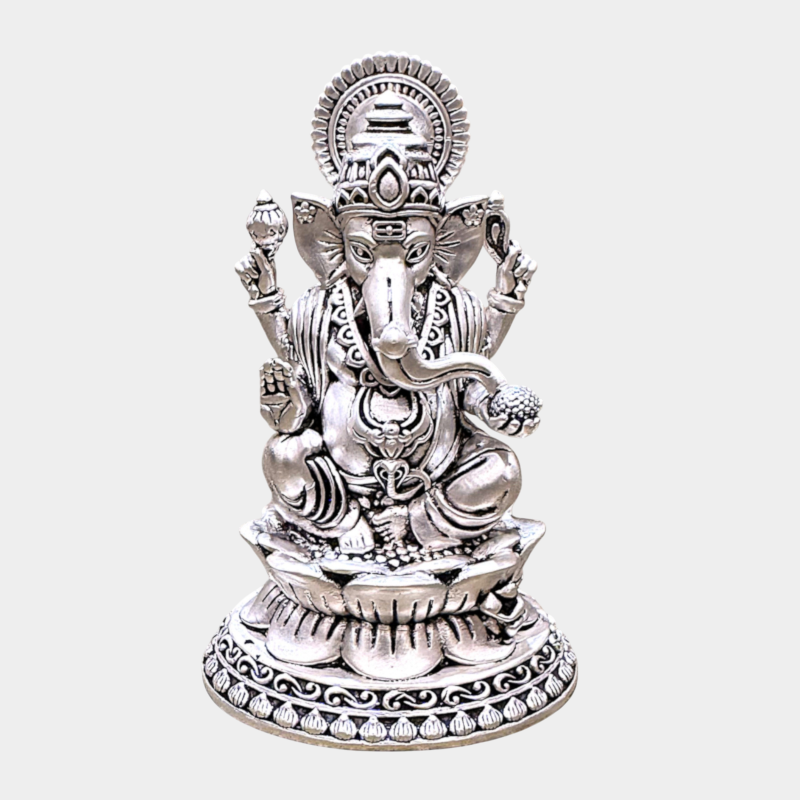 Exquisite Handcrafted Silver-Plated Ganesha Idol