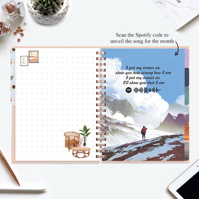 Undated Yearly Planner (2025 Collection) Growth Over Comfort + Ultimate Sticker Book