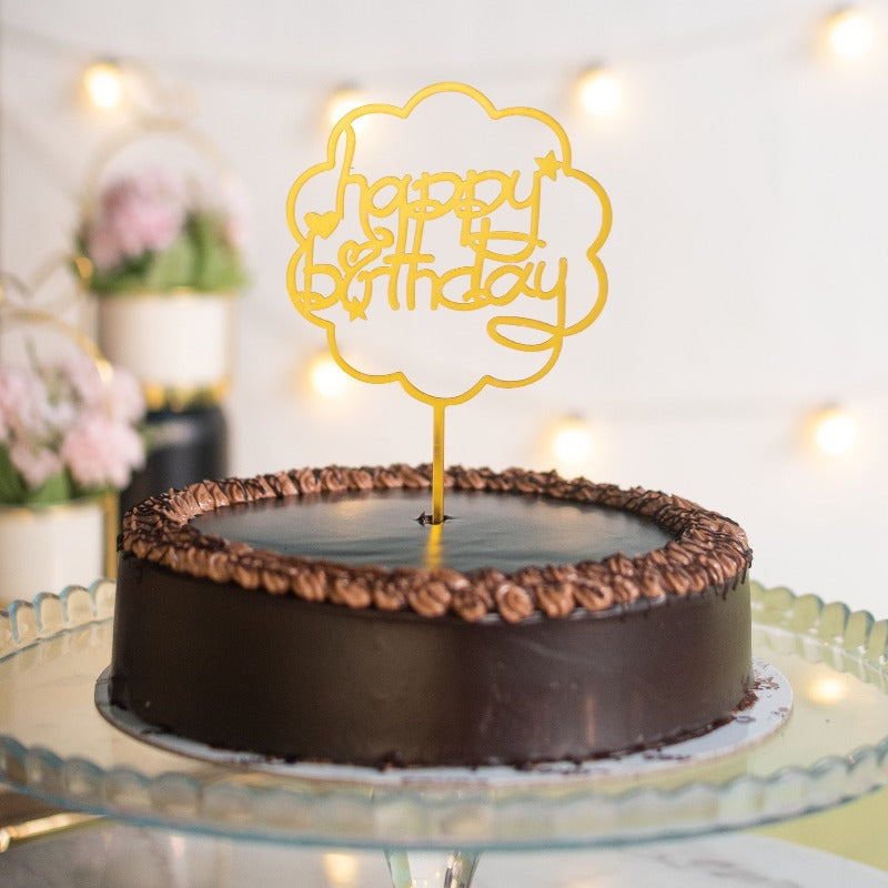 Cloud Shaped Gold Cake Topper - Happy Birthday Cake Toppers June Trading   