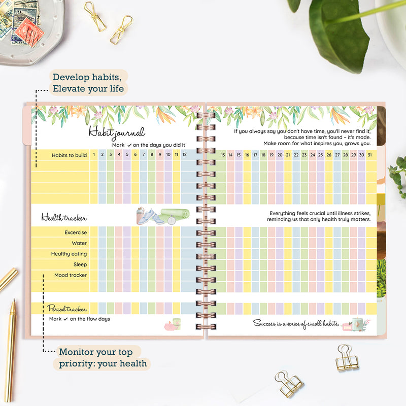 Undated Yearly Planner (2024 Collection) She Is Calm + Ultimate Sticker Book