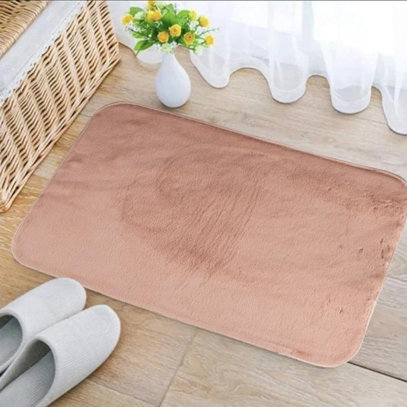 Velvet Plush Comfort Tan Room Mat (100% Anti-Slip)