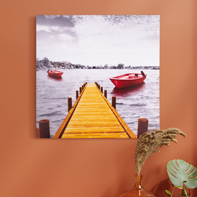 Pop Colour Lake Side Canvas Painting Canvas Painting June Trading   