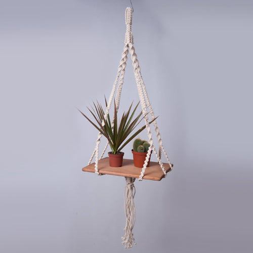 Small Macrame Wall Hanging Shelf Organizer Plant Hanger June Trading   