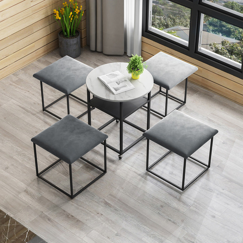 Premium Convertible 1 Coffee Table & 4 Pouf Set (Grey) Smart Furniture June Trading   