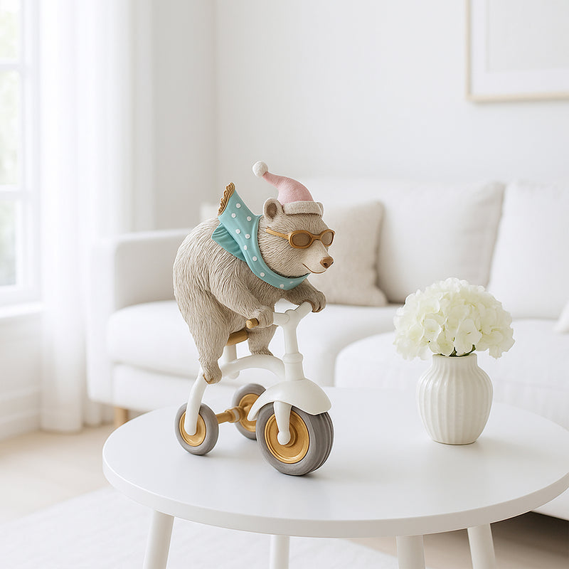Polar Bear Ridding Bike Figurine